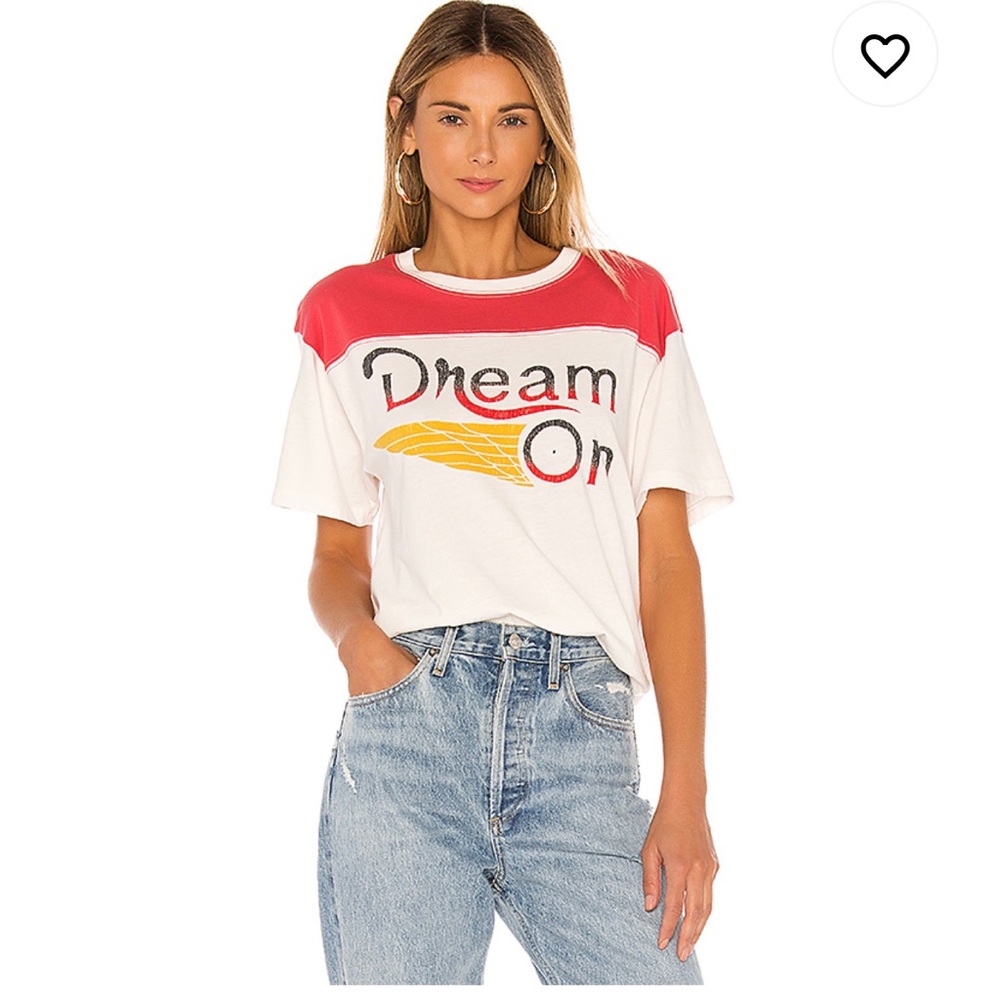 Dream On Varsity Tee in Vintage White - Picture 1 of 8